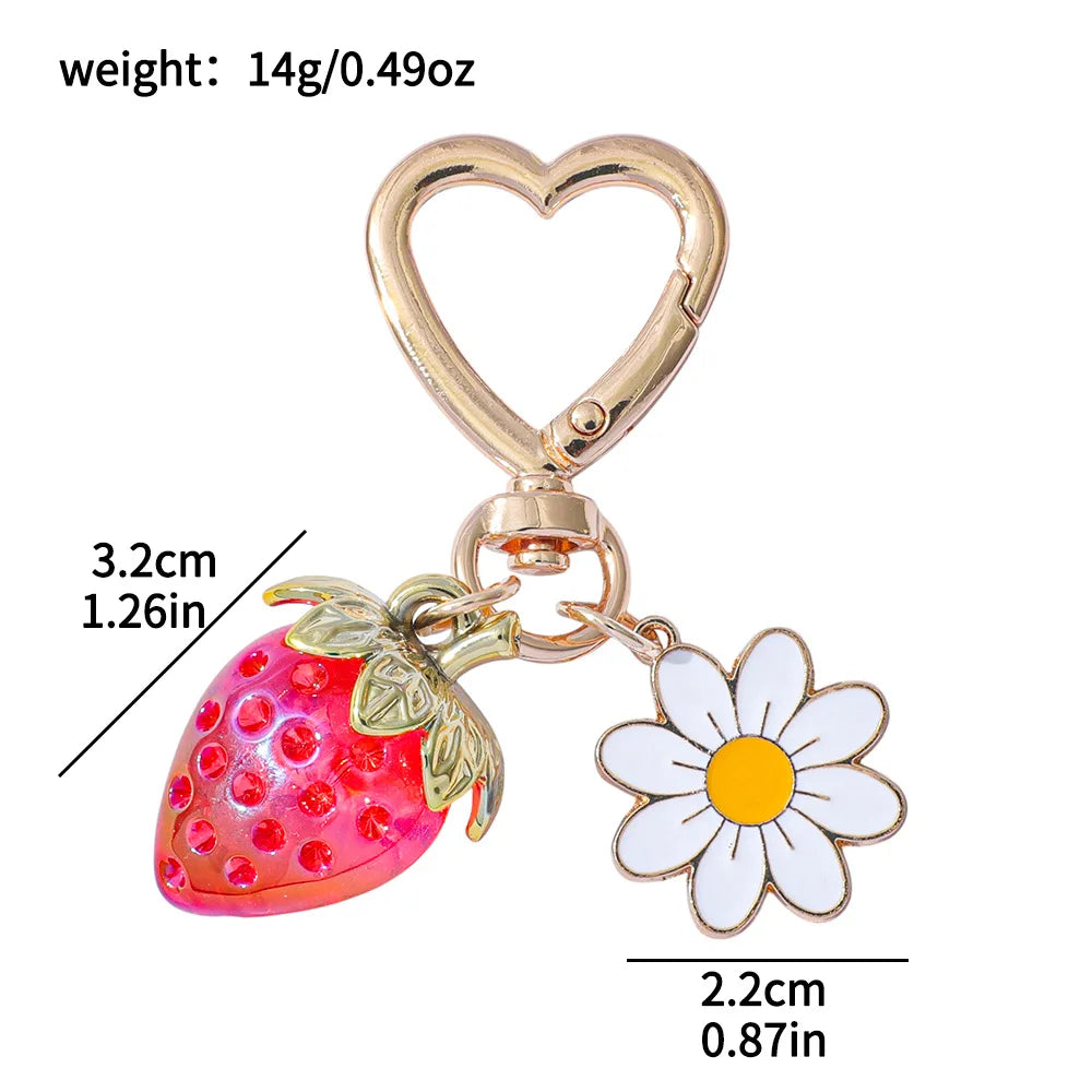 ZAKOL Fresh Strawberry Pendant Keychain Flower Charm Keyrings Ornament Backpack Wallet Pendants Girls Fashion Jewelry Gift Oasis Select G