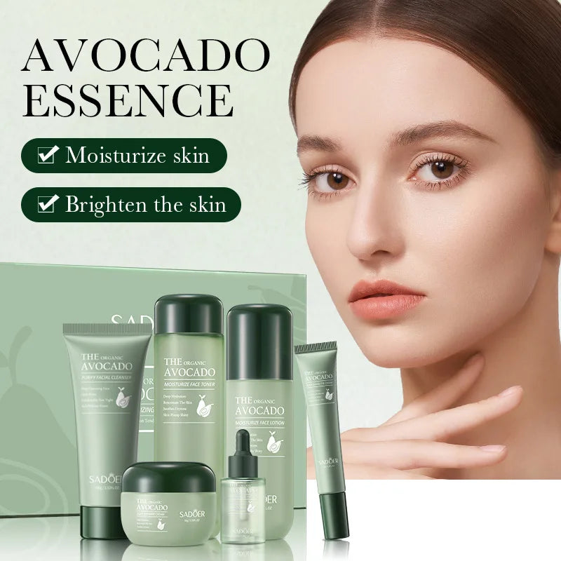SADOER Avocado 6-Piece Skincare Set – Cleanse, Hydrate & Moisturize