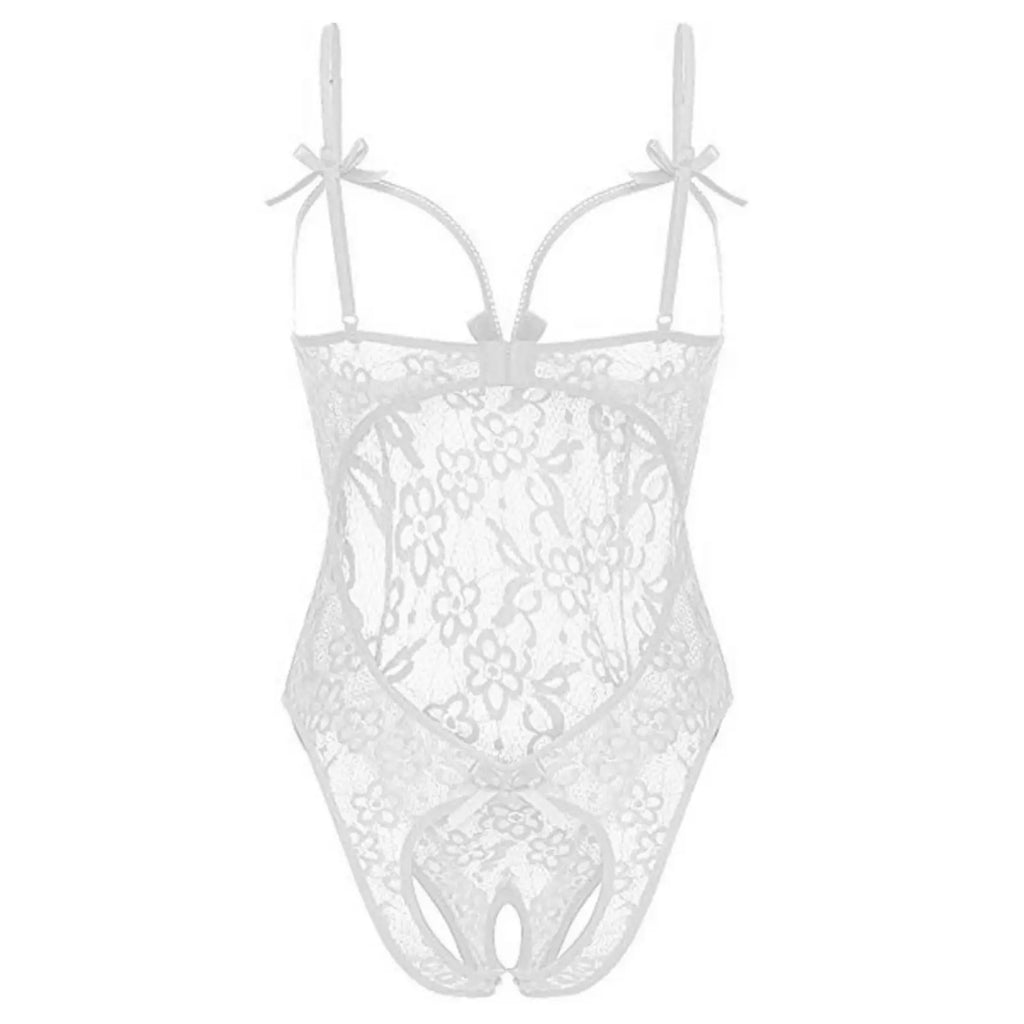 Women's Sexy Lace Babydoll Lingerie Set – Plus Size Sleepwear Lace Babydoll Lingerie Oasis Select White S