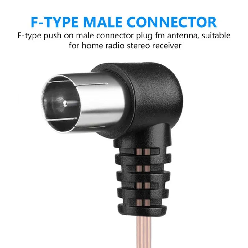 2m/6.6ft 520-1710MHZ FM Radio Antenna 75 Ohm F Type Male Plug For Car Radio Stereo Signal Receiver Aerial Accessories Oasis Select