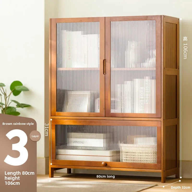 Bookshelf Shelf Floor-to-ceiling bookcase Reading shelf Children's home living room Multi-layer storage Simple storage cabinet Oasis Select Brown Changhong 3-80