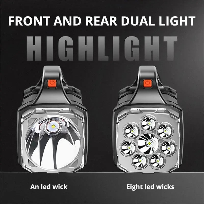 Portable Powerful USB Rechargeable Flashlight Solar LED Light with COB Work Light 4 Gear Charge Mobile Phone Camping Lamp Oasis Select