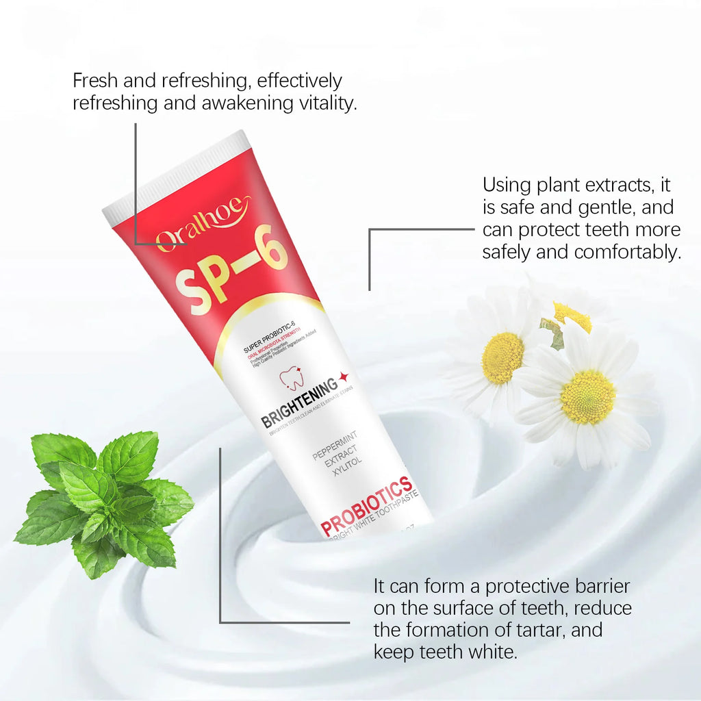 SP6 Probiotic Brightening Toothpaste Remove Plaque Stains Keep Fresh Breath Preventing Periodontitis Oral Teeth Care Toothpastes Oasis Select