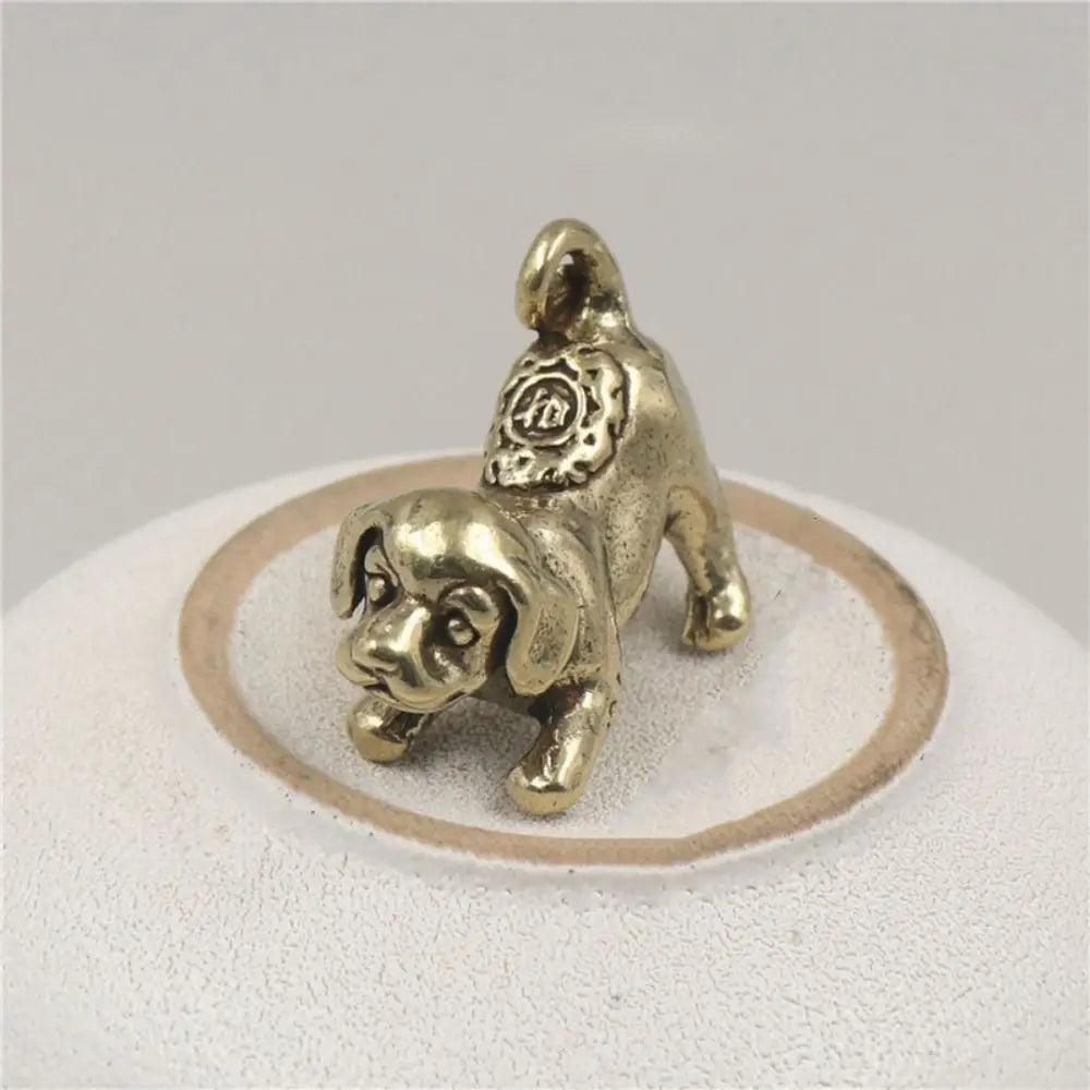 Solid Brass Zodiac Dog Figurine | Feng Shui Tea Pet Decor