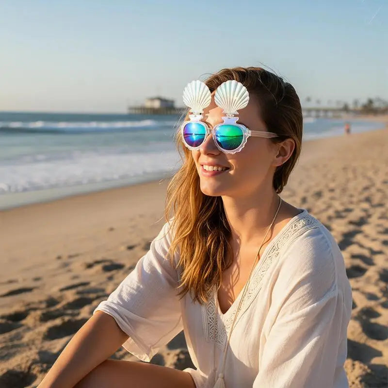 Creative Shell Sunglasses Summer Hawaii Party Glasses Beach Party Decorations Fun Photo Props Oasis Select