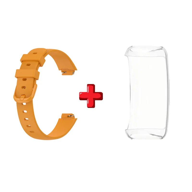 2-in-1 TPU Case & Silicone Strap for Fitbit Inspire 3 Smartwatch Band & Case Oasis Select Orange