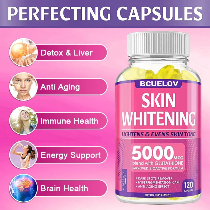 Skin Whitening with L-Glutathione 5000mcg Dark Spot Brightening, Anti-Aging, Antioxidant Capsules Oasis Select