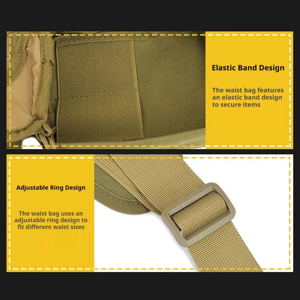 Oxford Cloth Tactical Waist Bag Waterproof Adjustable Belt Unisex Waist Pack Lightweight Bag for Travel Camping Running Riding Oasis Select