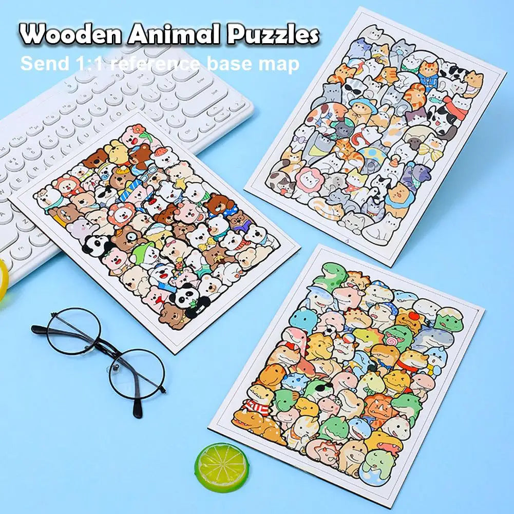 50-Piece Wooden Animal Puzzle – Educational 3D Wood Puzzle