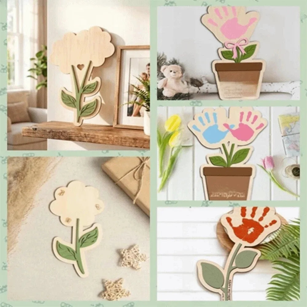 Hand-Painted Mother's Day Wood Plaque | DIY Handprint Sign Gift