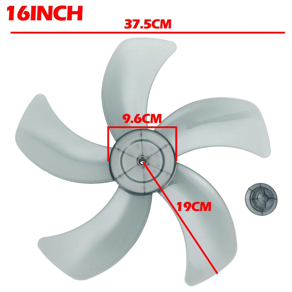 16 Inch 5-Leaf Replacement Fan Blade with Nut Cover | Stand Fan