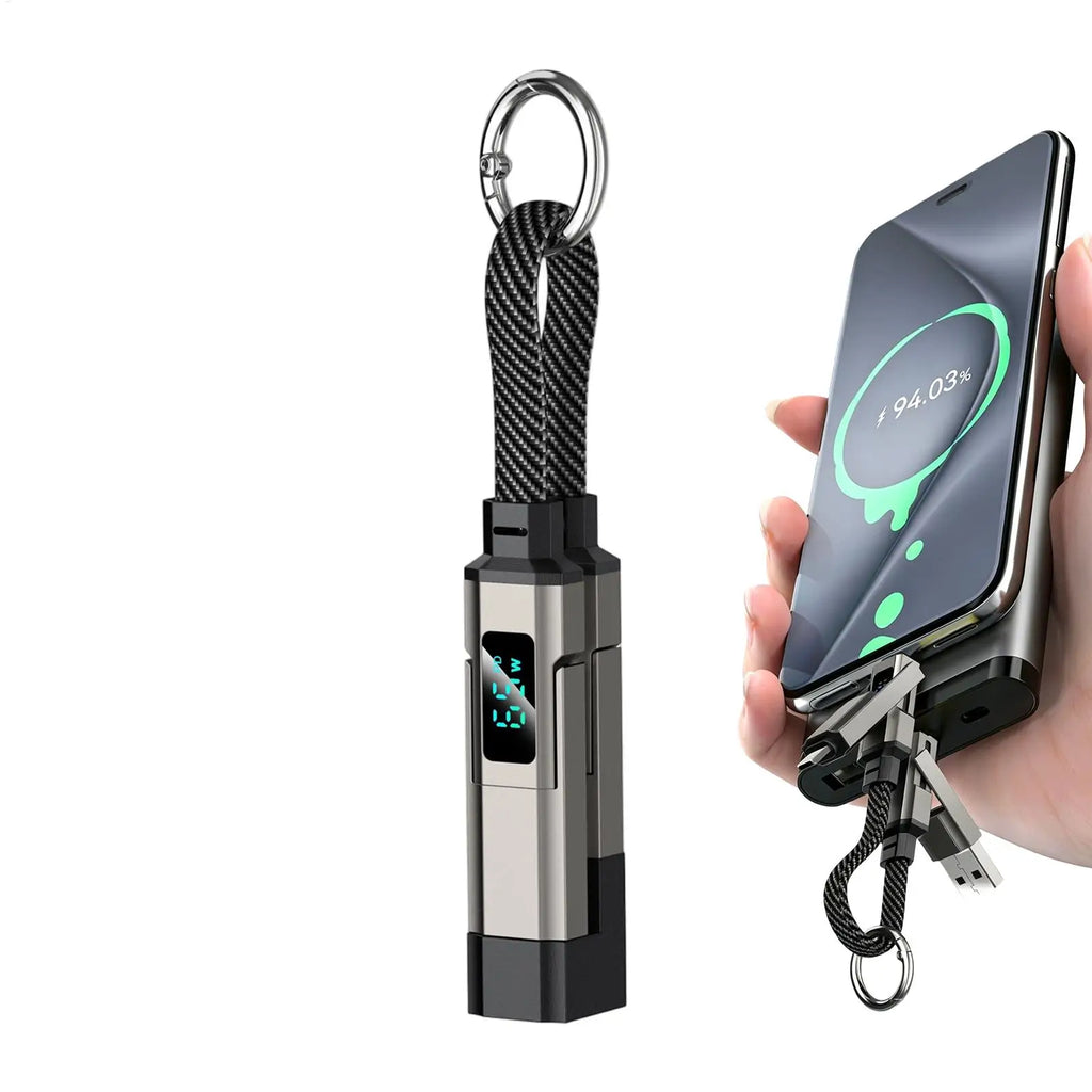 USB C Keychain Portable 4 In 1 65W Short Charger Cord Keychain Fast Charging Cable for Travel Camping Daily Work Home Office Oasis Select