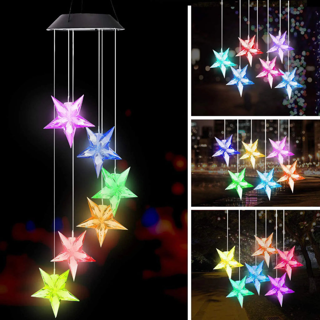 Solar Powered Wind Chime Garden Lights -Outdoor Solar Stake Lights for Yard, Landscape Decoration, Auto on/Off, Waterproof, IP65 Oasis Select Star