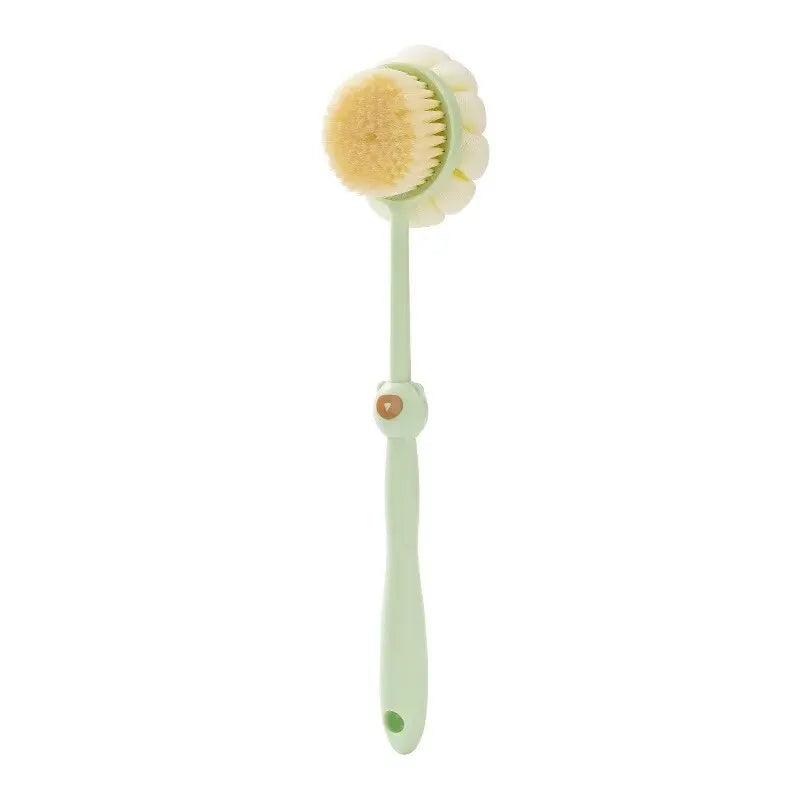 Two-Sided Silicone Body Brush with Long Handle | Back Scrubber Bath Body Brush Oasis Select Green