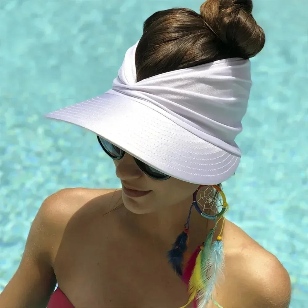 Empty Top Women Beach Sun Hat Wide Brim Double-Sided Sun-Protection Cap Flexible Anti-UV Outdoor Sports Hat Outdoor Sport Oasis Select