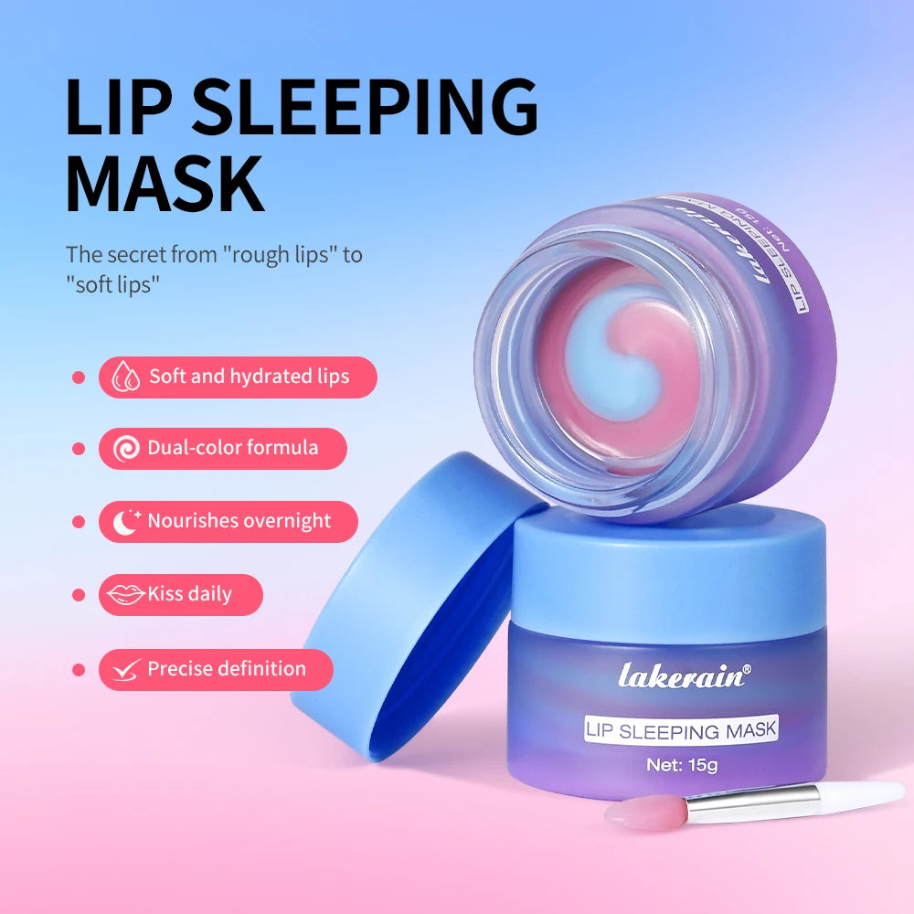 Nourishing Lip Mask Hydrating Dry Cracked Lips Skin Care Makeup Overnight Dual-Color Lip Balm for Reduce Lip Lines Cosmetics Oasis Select