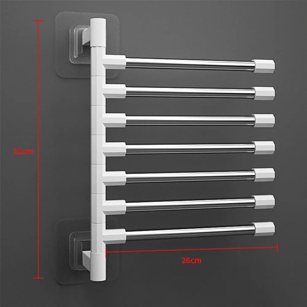 1Pc Silver Aluminum Swing Arms Towel Rack Save Space 2-8-Bar Towel Hanger Wall Mounted Bracket Hanging Holder Bathroom Tool Oasis Select 7 Bar