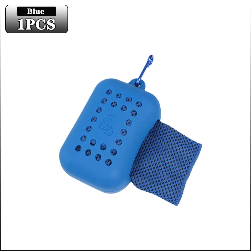 10PCS Portable Mini Silica Gel Set Cold Towel Polyester Fiber Outdoor Cooling Towel Fitness sports gym Run quick Dry Cool Towel Oasis Select Blue-1PC