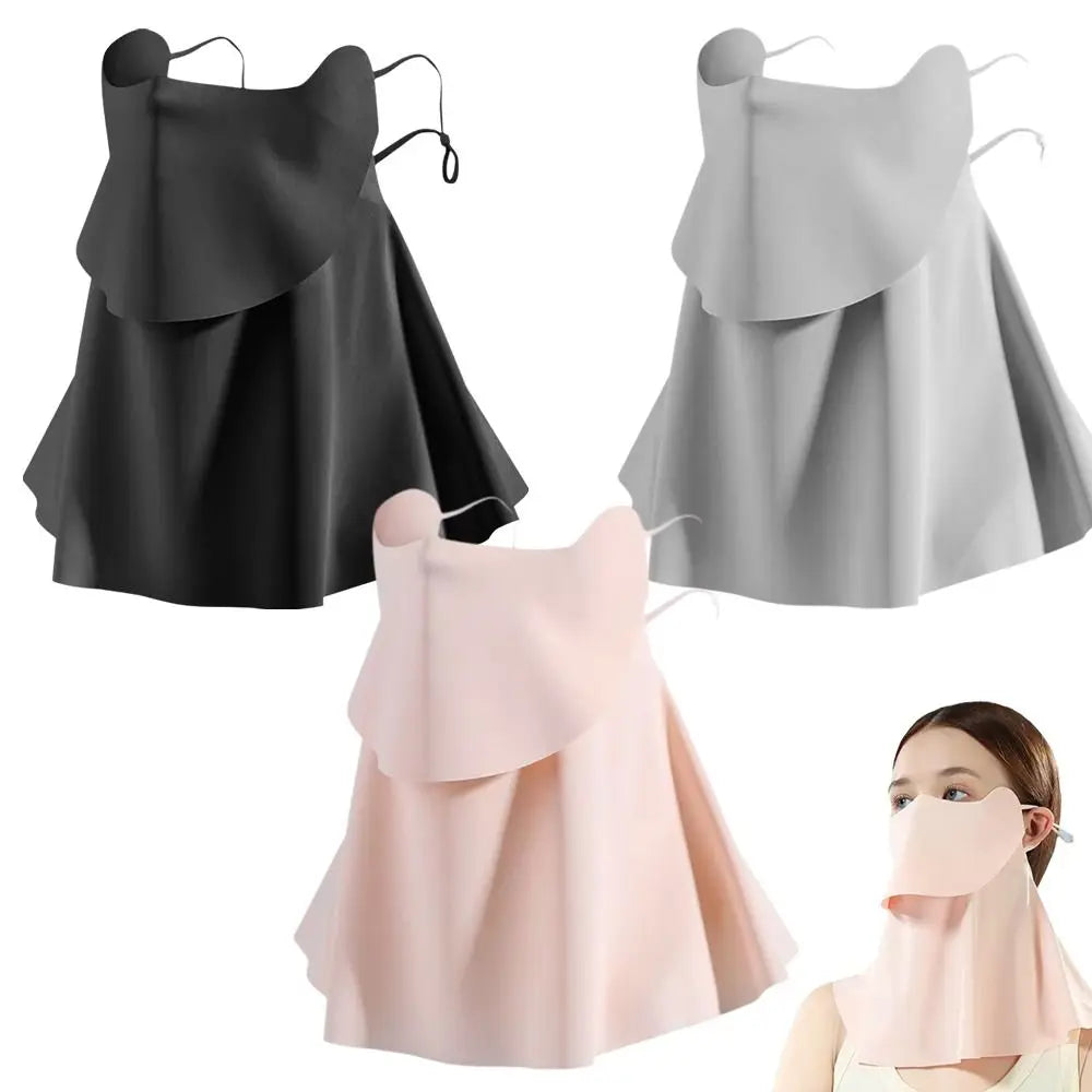 UPF50+ Ice Silk Face Mask Full Face Cover Breathable Fabric UV Protection Mask Half Face Cover 360° Coverage Oasis Select