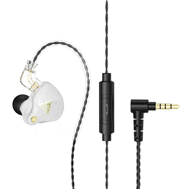 QKZ AK6 EDX Pro 1DD Earphone Copper Dual Driver inear HIFI Stereo headset Monitor Sports Earbuds With Mic Gaming Headphone ZST X Oasis Select AK6Pro White
