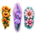 3-Pack Floral Temporary Tattoos – Colorful Realism, Waterproof
