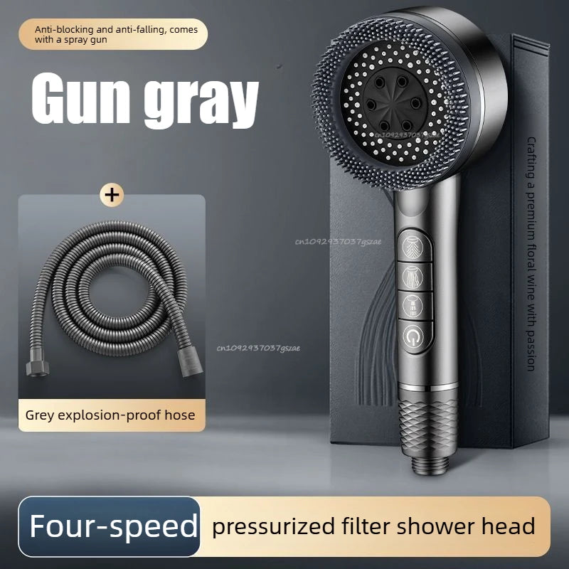 Shower Head 4 Modes Self-cleaning Water Saving Adjustable High Pressure Showerhead Handheld Spray Hangable Bathroom Accessories Oasis Select style 1