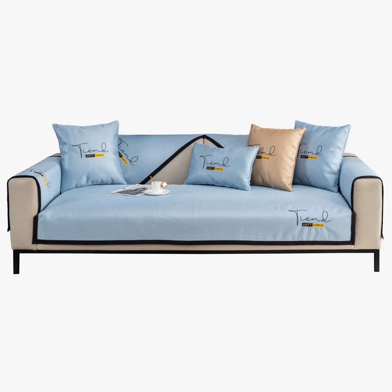 Summer New Ice Silk Sofa Cushion Embroidered Mat Cushion Simple and Cool Sofa Towel Machine Washable Ice Silk Sofa Seat Oasis Select