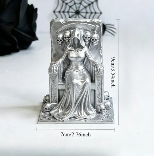 Grim Reaper Witch Throne Figurines 3D Printed Gothic Skull Statues Dark Fantasy Miniatures Diy Ornaments Halloween Desktop Decor Oasis Select throne 1