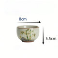 Bamboo Pattern Gold Rim Ceramic Tea Cups Hand-Painted Small Gongfu Teacups Premium Stoneware Drinking Cups for Home Office Gifts Oasis Select Bamboo cup <200ml