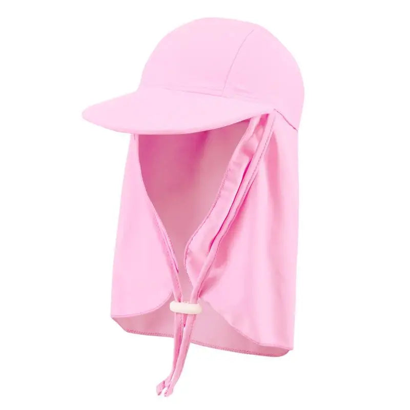 Multicolor Kids Anti-UV Sunscreen Hat Nylon Breathable Large Brimmed Hat Swimming Outdoor Ice Silk Hats Unisex Oasis Select Light pink