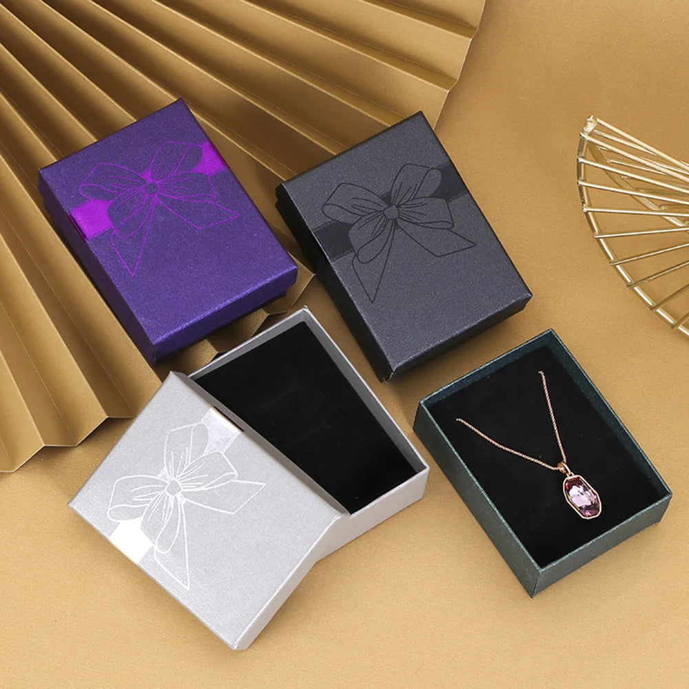 Fashion Bowknot Jewelry Box Multi Colors Ring Earrings Pendant Necklace Gift Jewelry Storage Display Paper Jewelry Packaging Box Oasis Select