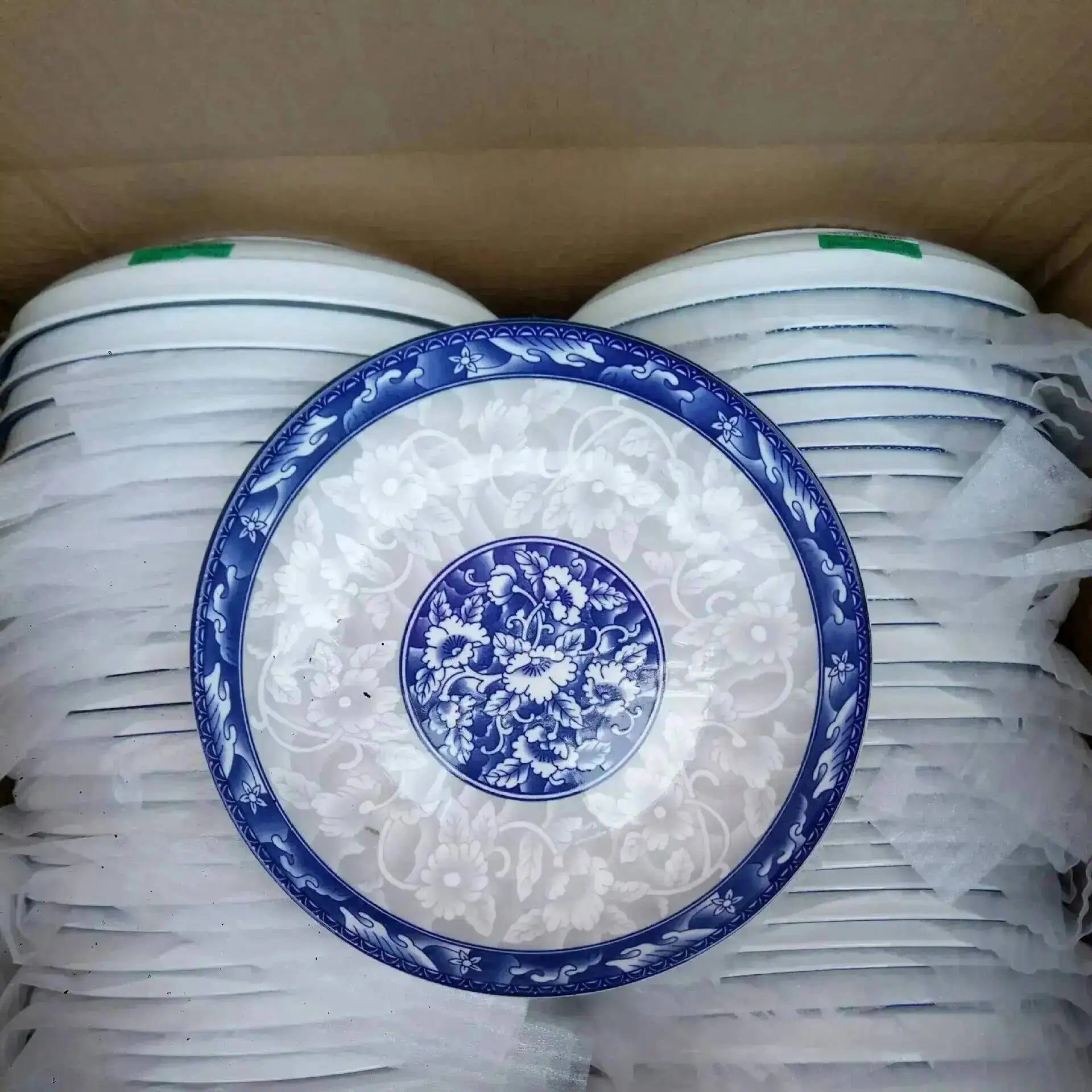 8in Blue And White Dinner Plate Tableware Chinese Bone China Porcelain Deep Fruit Plate Rice Plate Oasis Select