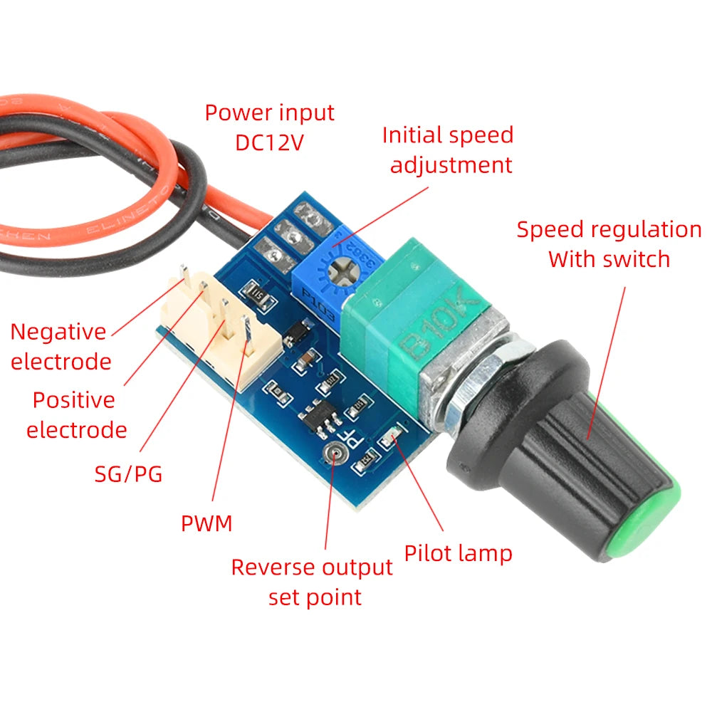 DC 12V PWM Speed Controller Fan Speed Governor 4 Wire Computer Temperature Control Switch for PC CPU Cooler Fan Manual Stop Oasis Select