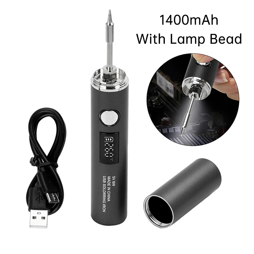 DC 3.7V 8-10W USB Electric Soldering Iron TYPE-C Plug-in Model with 5 Levels of Temperature Adjust MINI Soldering Iron DIY Tools Oasis Select