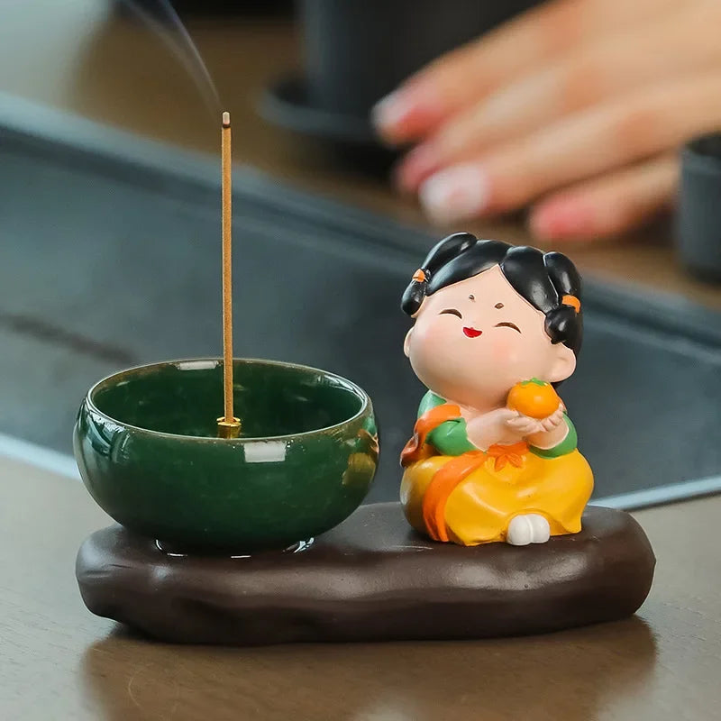 Ceramic Incense Burner Cute Cat Incense Holder Stand,Sandalwood Sticks Porta Incienso Aromatherapy Censer Teahouse Home Decor Oasis Select