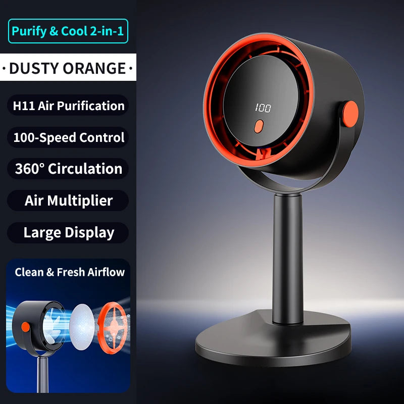 Bladeless Electric Fan Portable Outdoor Camping Fan with Timer Function Office Dormitory Desktop Fan Rechargeable Turbo Mini Fan Oasis Select