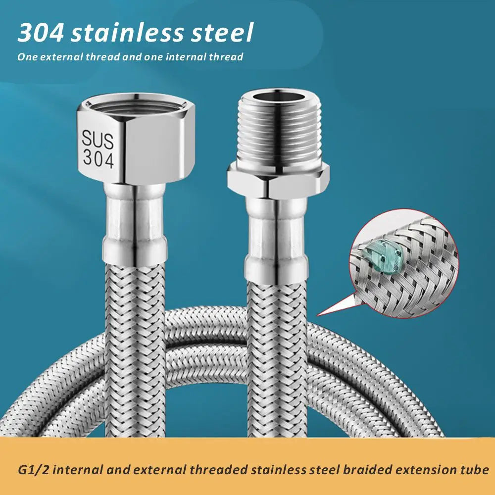 G1/2 Internal and external threaded braided tube Shower Hose Stainless Steel Flexible Shower Head Pipe for Bathroom Accessories Oasis Select