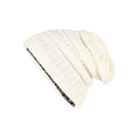 Winter brimless hat with satin lining, twisted flower knit thick skull warm hat, cashew print lining Oasis Select WHITE