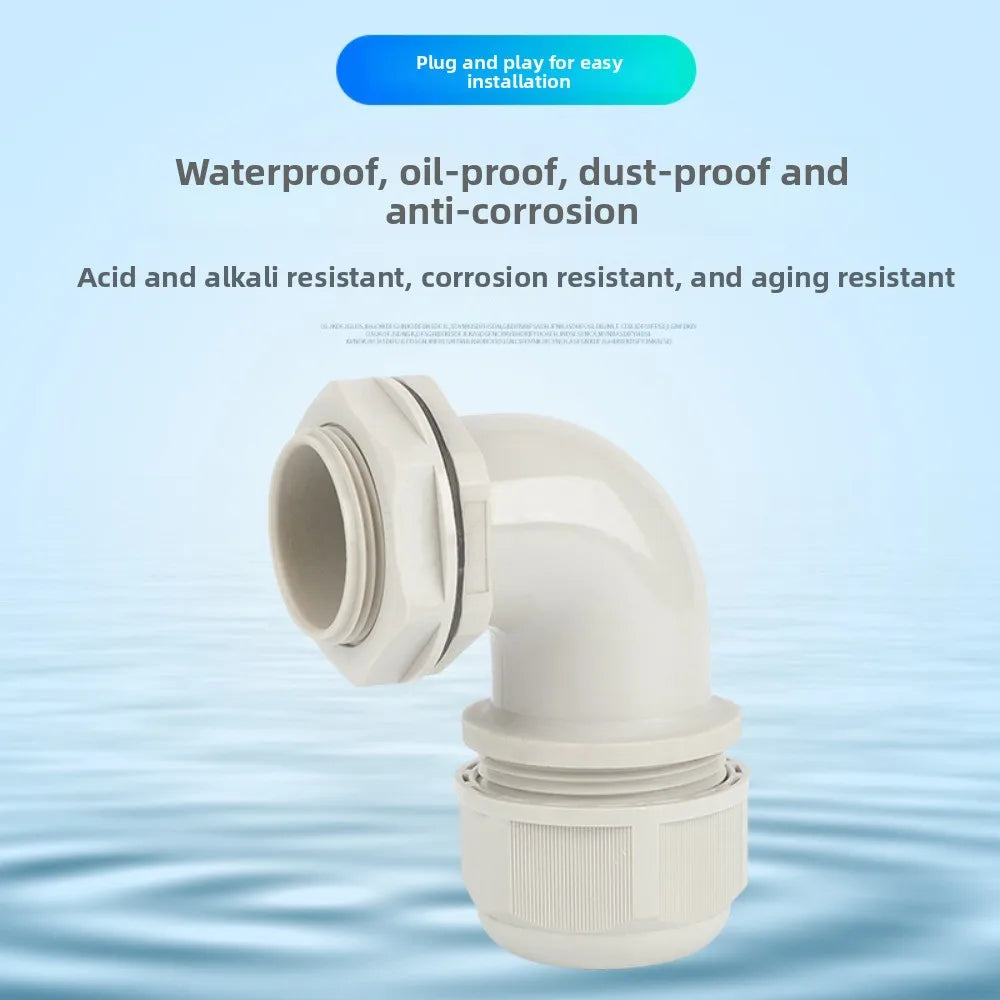 5pcs M12/M16/M20/M25 Nylon Waterproof 90 Degrees Cable Gland Wire Fitting Plastic Range Entry Oasis Select