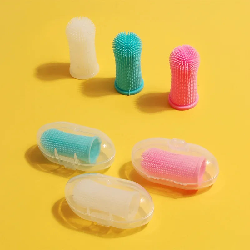 Dog Super Soft pet Finger Toothbrush Teeth Cleaning Breath Care Nontoxic Silicone Tooth Brush Cat dog toothbrush pet products Oasis Select