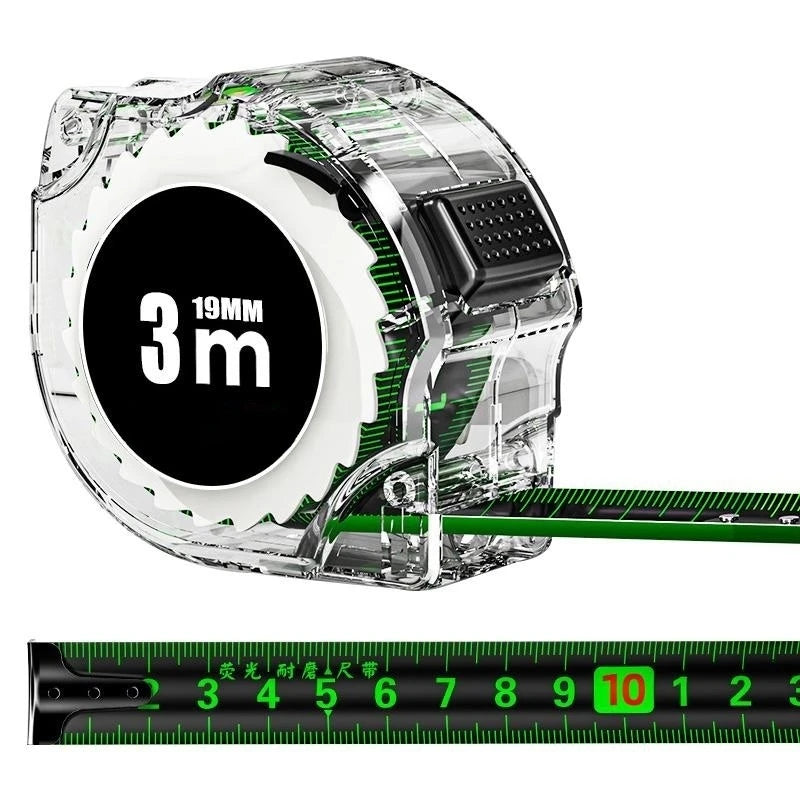 10M Self-Locking Tape Measure Black Fluorescent Tape Measure High Precision Thickened Wear-resistant Drop-proof Tape Measure Oasis Select 3M 19mm 1PC