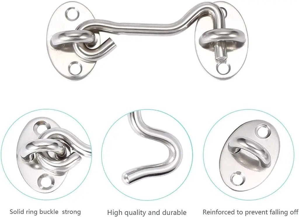 Door Bolt Stainless Steel Window Sliding Door Latch Cabin Hook And Eye Latch Lock Shed Gate Door Catch Silent Holder Household Oasis Select