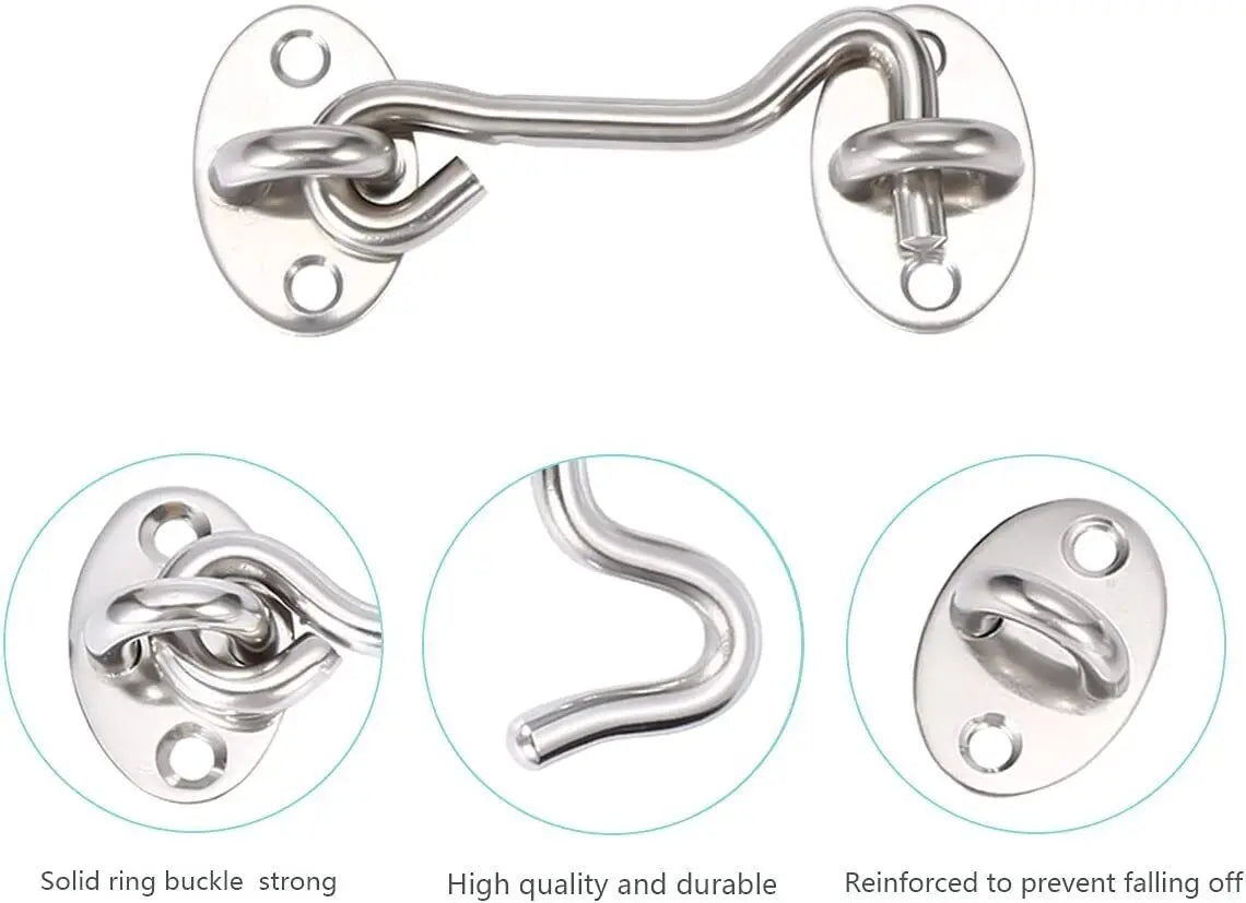 Door Bolt Stainless Steel Window Sliding Door Latch Cabin Hook And Eye Latch Lock Shed Gate Door Catch Silent Holder Household Oasis Select