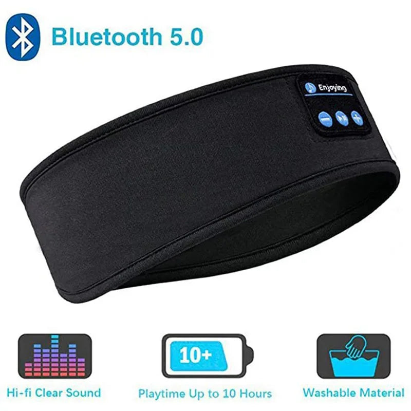 Fone Bluetooth Earphones Sports Sleeping Headband Elastic Wireless Headphones Music Eye Mask Wireless Bluetooth Headset Headband Oasis Select Black
