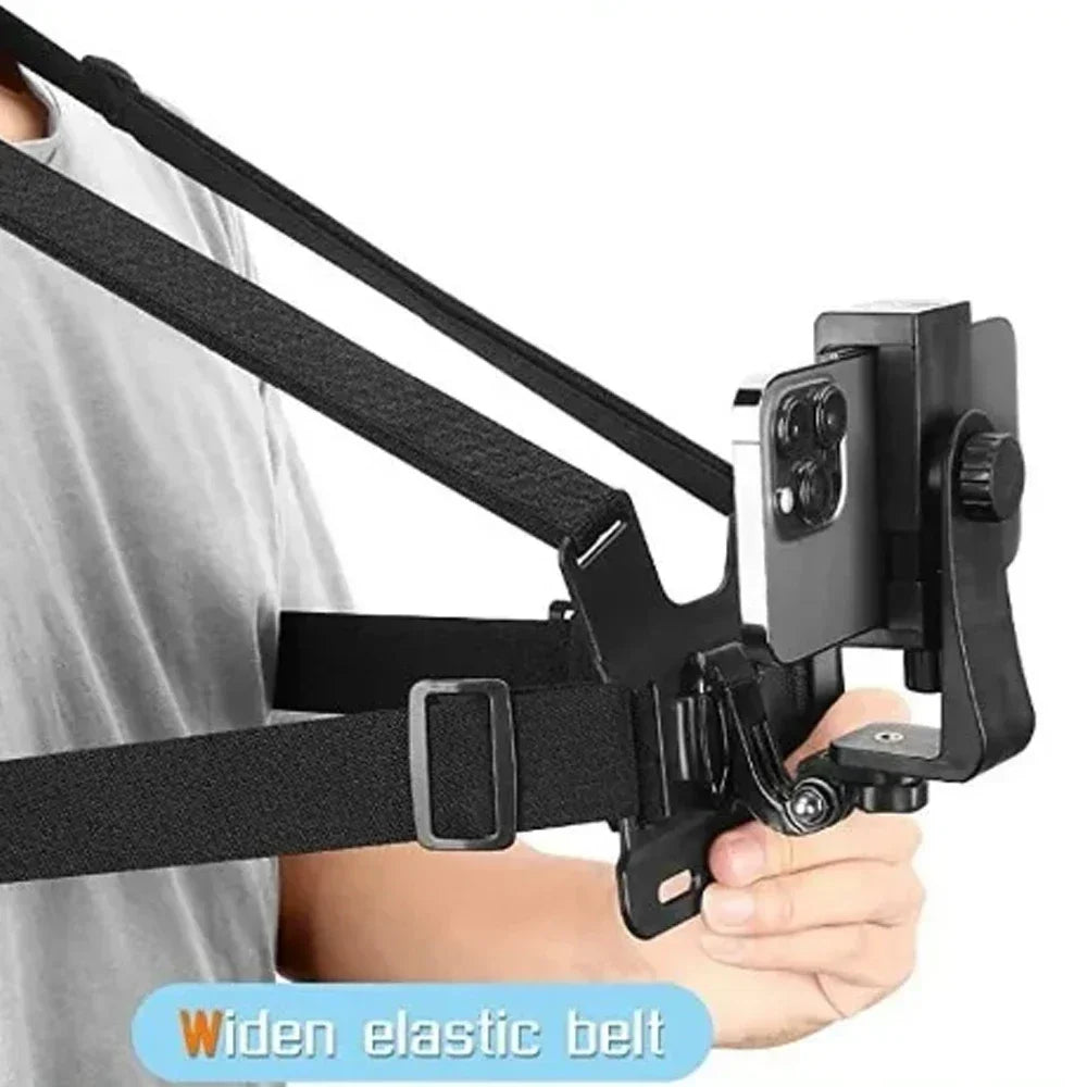 Sport Camera Chest Strap Holder, Adjustable Phone Clip Holder, Mobile Phone Clip Holder with Chest Strap Fixation Bracket Oasis Select