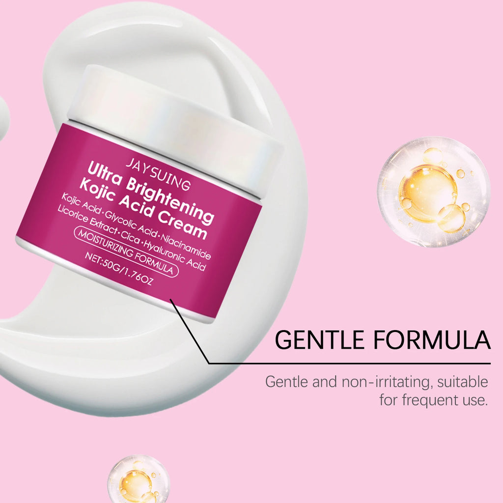 Kojic Acid Brightening Cream Dark Spot Remover Evens Tone Glowing Skin Centella Asiatica Hyaluronic Acid Niacinamide Moisturizer Oasis Select