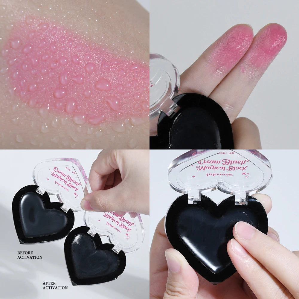Lakerain Black Cream Blush Color Changeable Body Temperature-Responsive Formula Silky Touch Easy to Spread Facial Lips Eyes Oasis Select