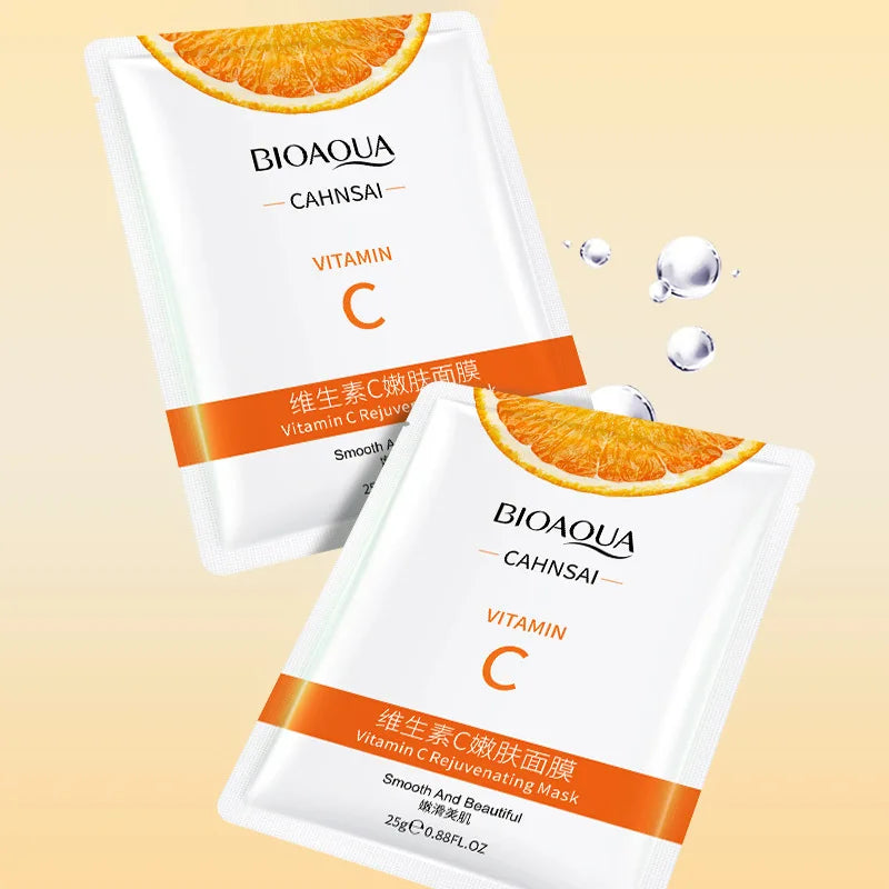 BIOAQUA Vitamin C Face Mask 10-Pack – Brightening & Moisturizing Vitamin C Sheet Mask Oasis Select