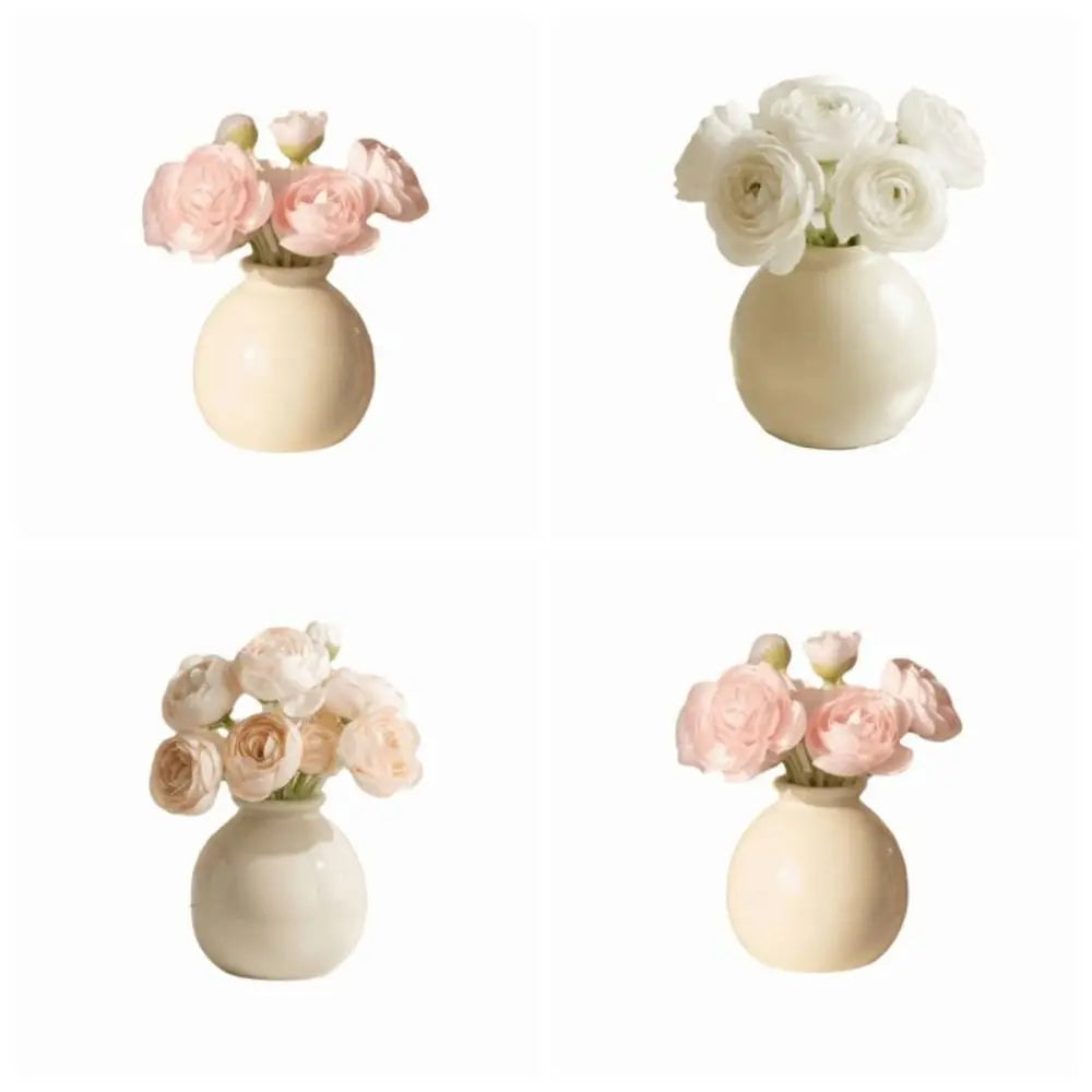 Minimalist Ceramic Vase & Artificial Rose Set | Home Decor