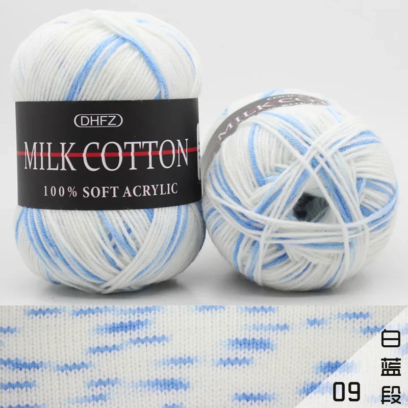 DIY Three Strands Graded Section Dyed Wool Medium Fine Cotton Thread Hand Crochet Doll Milk Cotton Thread Crochet Yarn Oasis Select 09